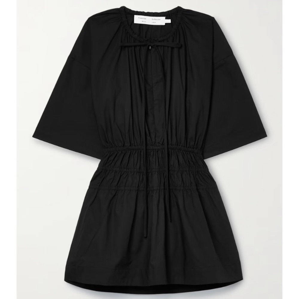 Proenza Schouler White Label Poplin Shirred Cut-out Top in black